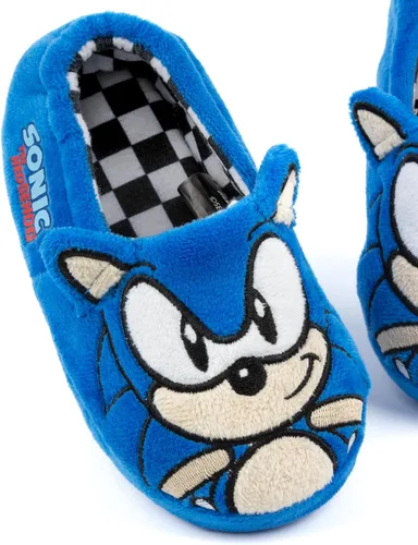 Vista 7 de Sonic the Hedgehog Pantuflas de felpa bordada con cara 3D para niños, Azul