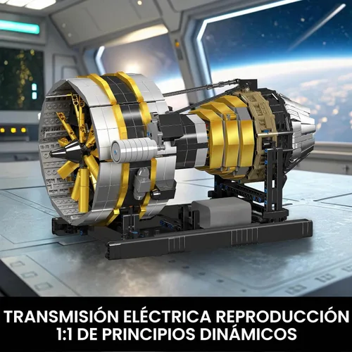 Vista 2 de Mould King Juego de construcción de motor de avión de ciudad, modelo de motor turborreactor que funciona con motor, kit de bloques coleccionables
