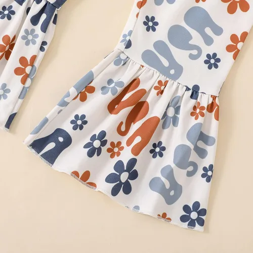 Vista 50 de Eadrioss Ropa para bebé niña pequeña, traje de campana de manga corta, camisa de flores para niños, pantalones florales acampanados, ropa de verano