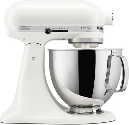 Vista 6 de KitchenAid Artisan Series Batidora de Pie con Cabezal Inclinable de 5 Cuartos con Escudo Vertedor KSM150PS, Crema de Almendra