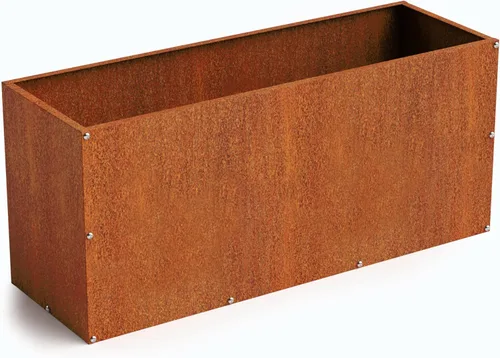 Vista 10 de Corten - Maceta de acero para exteriores, diseño rústico y moderno, cama grande de metal elevado para uso comercial y residencial (12 x 12 pulgadas)