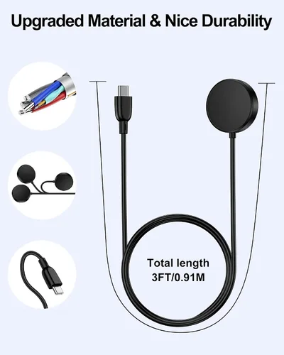 Vista 4 de Cargador de reloj Samsung, base de carga inalámbrica magnética para Galaxy Watch 8, cargador de reloj Galaxy con cable de carga rápida USB C de 3