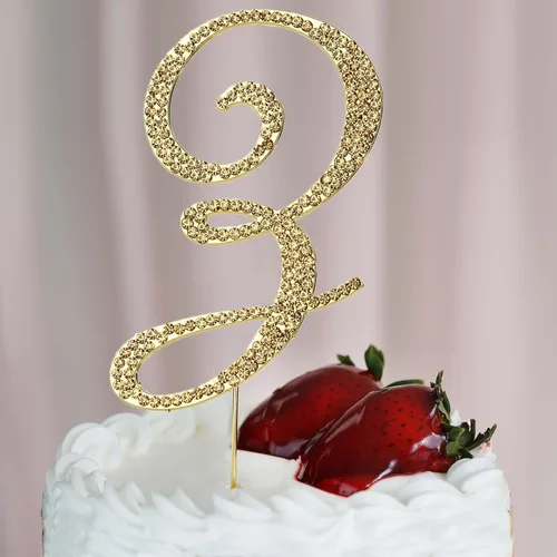 Vista 13 de Efavormart - Decoración para tartas de 4.5 pulgadas de alto con diamantes de imitación dorados brillantes para bodas, fiestas de cumpleaños, eventos