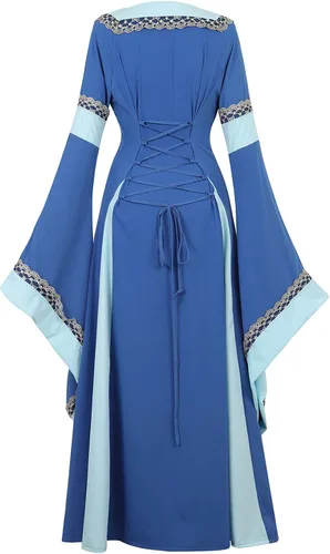 Vista 3 de Lehauya Disfraz medieval renacentista para mujer, vestido largo estilo victoriano, vintage, retro