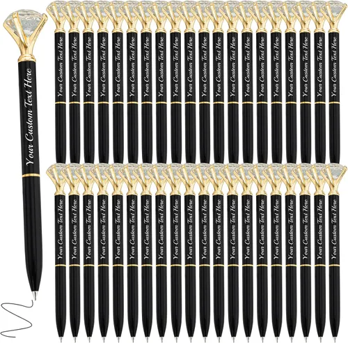 Vista 40 de Bolígrafo de diamante personalizado, bolígrafos de cristal personalizados en negro con nombre y texto, gemas personalizadas, 1 unidad, regalo