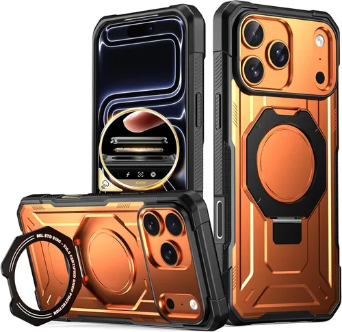 Vista 14 de Funda Poetic Spartan con soporte de anillo para iPhone 17, [Botón de control de cámara][Compatible con Magsafe], funda protectora de cuerpo