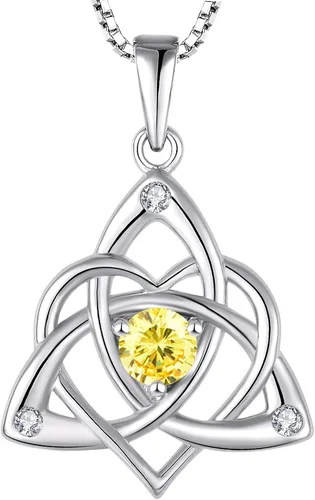 Vista 17 de STARCHENIE Celtic Knot Necklace for Women 925 Sterling Silver Trinity Love Knot Pendant Birthstones Jewelry 38-Ópalo-Oct