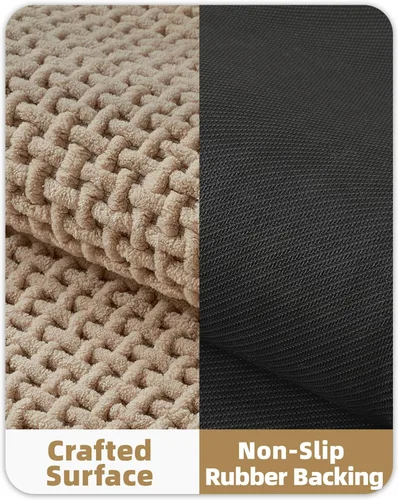Vista 5 de Color&Geometry Tapete de baño con parte trasera de goma de 24 x 16 pulgadas, antideslizante, lavable a máquina, alfombra bohemia de felpilla suave