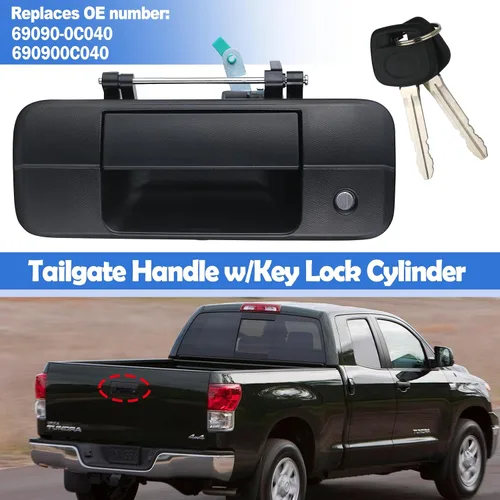 Vista 3 de Osompar Manija exterior del portón trasero con cilindro de cerradura con llave para Toyota Tundra 2007-2013 Reemplaza 69090-0C040 690900C040 81213