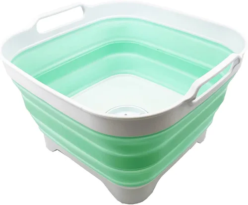 Vista 10 de SAMMART Sartén plegable de 10 L (2.64 galones) con tapón de drenaje, lavabo plegable, tina portátil para lavar platos, bandeja de almacenamiento