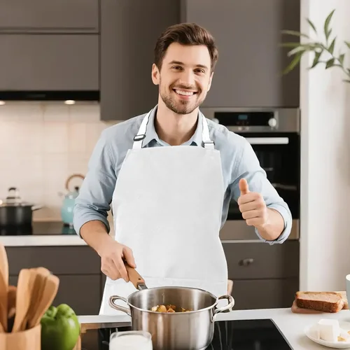Vista 8 de Delantal de cocina para mujeres y hombres con bolsillos, delantales de arte de chef para cocinar, pintura, cerámica, cerámica