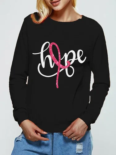 Vista 4 de ALLTB Camisas de cáncer de mama para mujer, sudadera de cinta rosa, camiseta de concientización sobre la lucha contra el cáncer, camiseta casual