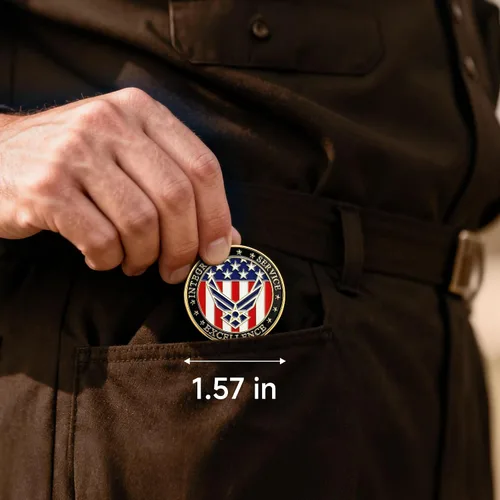 Vista 4 de Moneda de desafío de juramento de alistamiento de la Fuerza Aérea de los Estados Unidos para regalos de aviador, moneda de la Fuerza Aérea Militar