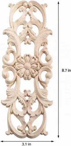 Vista 2 de MUXSAM Apliques de madera, calcomanías largas de madera para repisas de pared, armarios, armarios, puertas, muebles (2 unidades, 8.7 x 3.2 pulgadas)