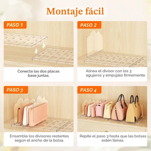 Vista 6 de Lifewit Organizador de Bolsos para Armario, Organizador Transparente de Almacenamiento de Bolsos, Soporte Ajustable para Bolsos para Organización