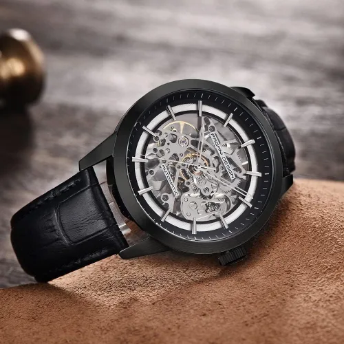 Vista 2 de RollsTimi Pagani Design 2023 Men's Automatic Skeleton Watch, self-Winding, Stainless Steel, Leather Strap, Pointer Series, Water Resistant to 100