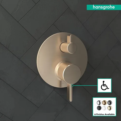 Vista 3 de hansgrohe Ecostat 04447140 - Moderna válvula de ducha con desviador en bronce cepillado