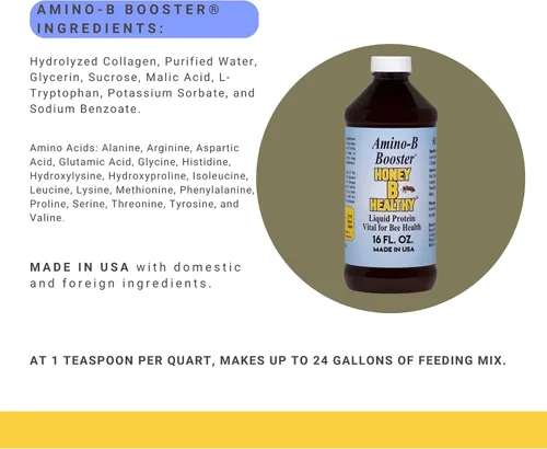 Vista 3 de Amino-B Booster 16 oz. Botella, proteína líquida vital para la salud de las abejas