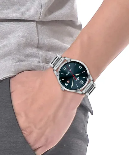 Vista 4 de Lacoste Traveler - Reloj casual de cuarzo para hombre, acero inoxidable y pulsera, color plateado (modelo 2011108), plateado, 2011108 - VIAJERO