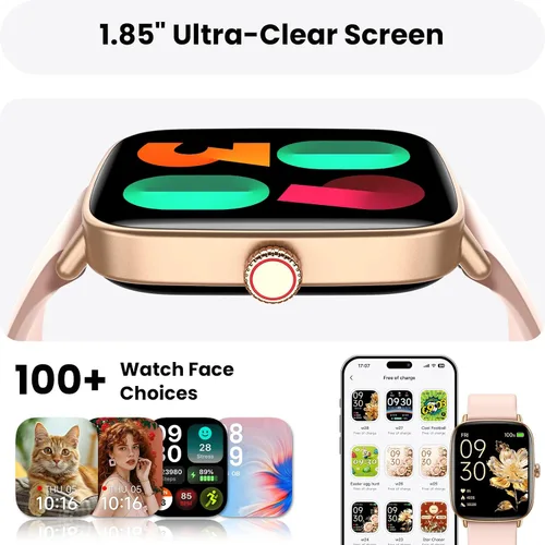 Vista 5 de ENOMIR Reloj inteligente para mujer, monitoreo de la salud del teléfono con Rosa