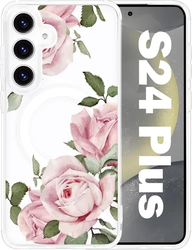Vista 38 de Funda magnética para Samsung Galaxy S22 Ultra Flower, compatible con MagSafe, patrón floral transparente a prueba de golpes, parte trasera