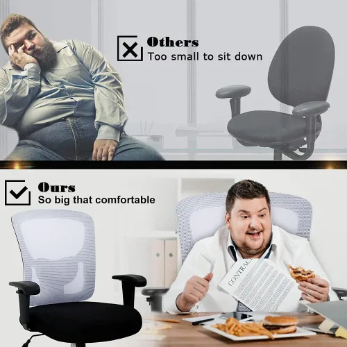 Vista 4 de Silla de oficina grande y alta, resistente, 400 libras, silla de escritorio para computadora con soporte lumbar, ergonómica, respaldo alto, silla