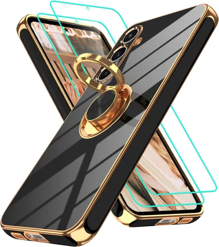 Vista 114 de Funda para Motorola Moto G 5G 2024: Funda Moto G Play 5G 2024 con 2 piezas de protectores de pantalla, soporte de anillo de rotación de 360°