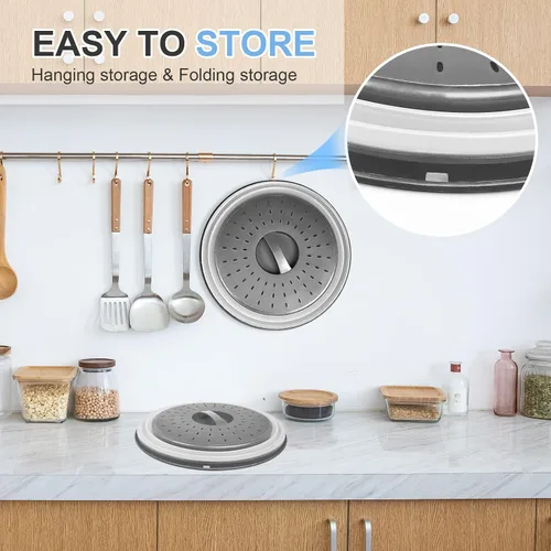 Vista 5 de LekDrok - Paquete de 2 fundas para alimentos para microondas con tapete de 10 pulgadas, tapete como soporte para tazón, cubierta para protector