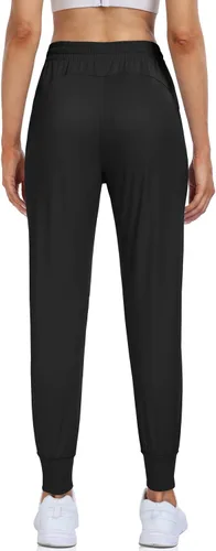 Vista 3 de UEU Pantalones deportivos para mujer, con cordón, para correr, entrenamiento, gimnasio, yoga, pantalones deportivos con bolsillos