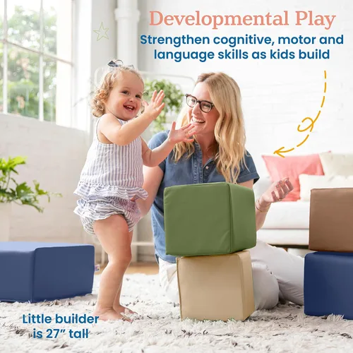 Vista 3 de ECR4Kids SoftZone - Juego de bloques de construcción para niños pequeños, 7 Espuma suave, cubierta de poliuretano, espuma certificada GREENGUARD