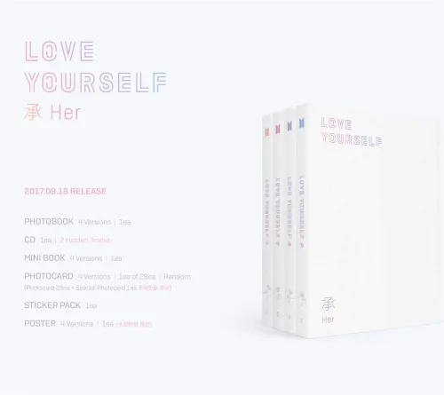 Vista 2 de Bangtan Boys BTS 5º mini álbum Love Yourself 'HER' (incluye una tarjeta fotográfica acrílica al azar) (Ver L)