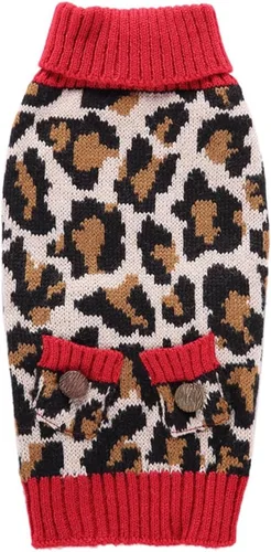 Vista 31 de Suéter de dos patas de algodón acanalado para Halloween, cuello alto a rayas alces estampado de Navidad para Teddy, Chihuahua, Shih Tzu, Yorkshire