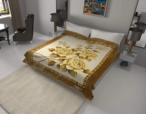 Vista 9 de Nueva Manta Solaron Queen Size Flower Beige Korean Mink Blanket