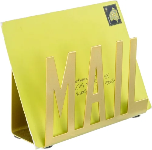 Vista 10 de MyGift Organizador de correo para encimera, moderno, de metal, negro, con diseño de letras de correo recortado, sobre de escritorio de oficina