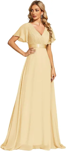 Vista 18 de Ever-Pretty Vestidos formales de mujer para madre de la novia, de manga corta, de chifón, con cintura imperio, de largo hasta el suelo, para dama