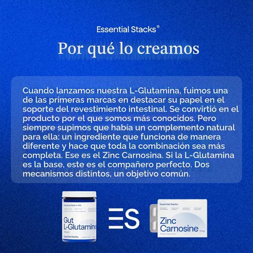 Vista 3 de Essential Stacks Suplemento de zinc carnosina de 75 mg - Probado por