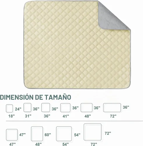 Vista 7 de Eterish Paquete de 2 almohadillas reutilizables y lavables para orina para perros, grandes, extragrandes, 36 x 41 pulgadas, paquete de 2 Beige