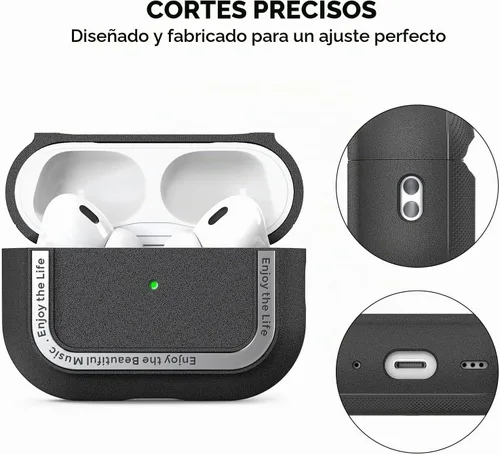Vista 5 de TRONWIN Funda protectora de TPU Airpods Pro 2 con correa de mano y mosquetón para Airpods Pro 2 [LED frontal visible]