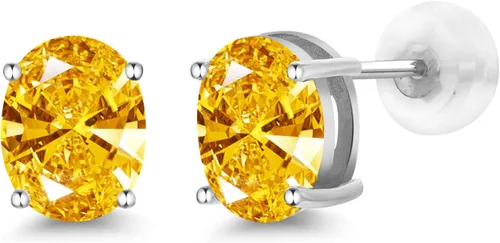 Vista 17 de Gem Stone King Aretes de oro de 14 quilates con piedra natal ovalada de 0.315 x 0.236 in Aretes de oro para mujer