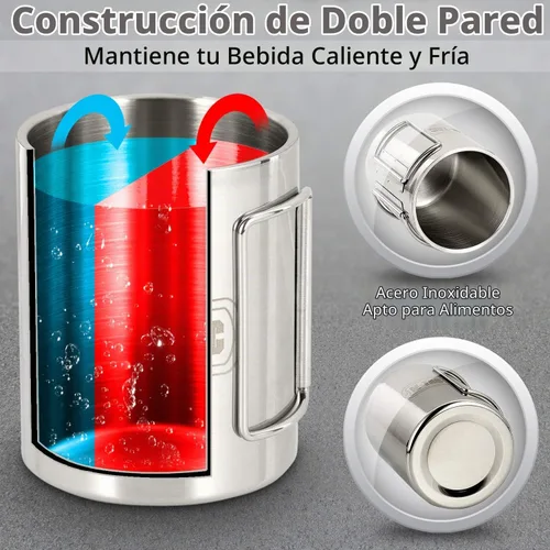Vista 5 de M-Tac Taza de café de viaje de acero inoxidable de 13,6 oz con mango
