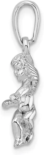 Vista 2 de Colgante de ángel de la guarda 3D de plata de ley 925 (L- 0.95 pulgadas, W- 0.51 pulgadas), Metal, No es una piedra preciosa