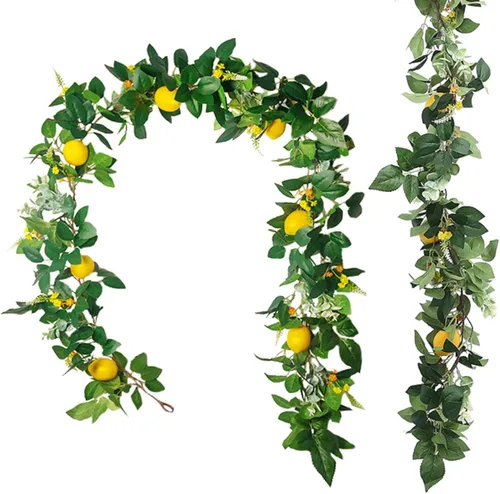 Vista 9 de IUIBMI Guirnalda de limón artificial de 6 pies, guirnalda de frutas de primavera con limones artificiales para puerta delantera, hogar, cocina