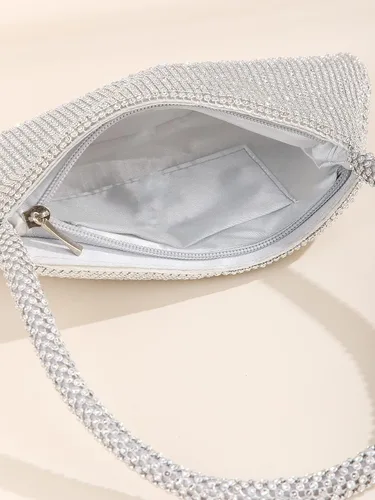 Vista 4 de Naimo Bolso de mano de cristal brillante con asa superior, bolso de hombro cruzado para boda, fiesta, novia