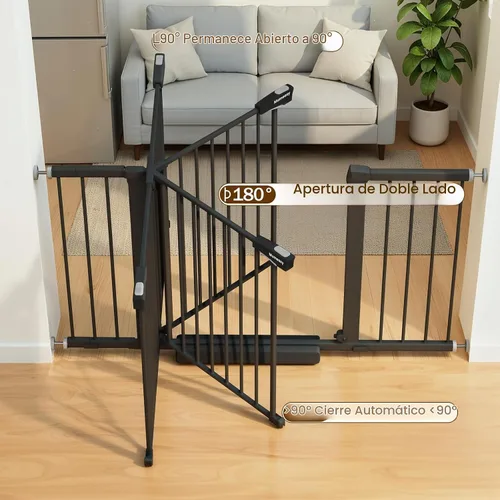 Vista 9 de Mumeasy Puerta de bebé extra ancha de 29.7 a 51 pulgadas para escaleras, puerta para perros de interior extra larga para puertas, puerta para niños