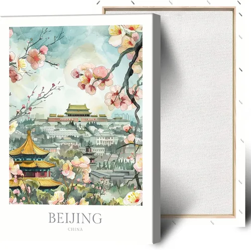 Vista 11 de Viokalt Escena Vintage de la Ciudad Prohibida de Beijing Paisaje de Viaje Arte de Pared Funki Paisaje de Ciudad China Cuadros Antiguos Pintura