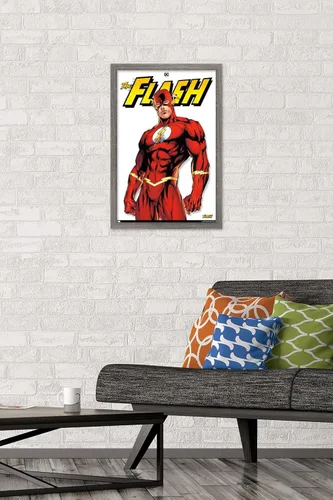 Vista 2 de Trends International DC Comics - Póster de pared The Flash Feature Series, 14.72 x 22.37 pulgadas, versión enmarcada de madera de granero