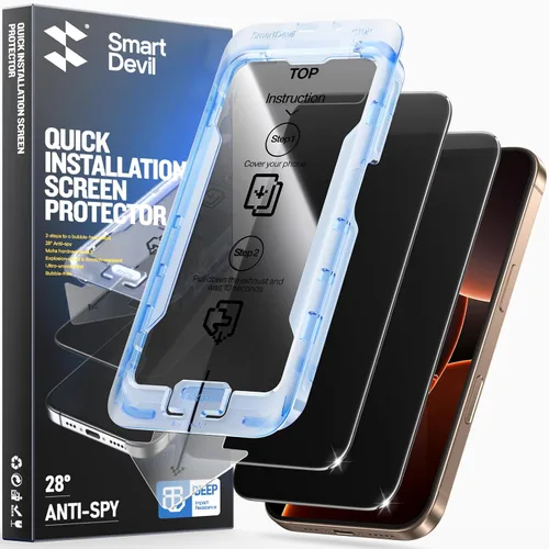 Vista 28 de SMARTDEVIL Paquete de 2 protectores de pantalla de privacidad para iPhone Air, vidrio templado 9H antiespía de 28°, resistente a impactos
