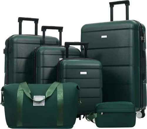 Vista 126 de Merax 3 piezas expandible ABS Hardshell equipaje Sets Spinner Wheel Maleta TSA Lock Suit Case, Apertura frontal negra, Juego de 2 piezas, Maleta