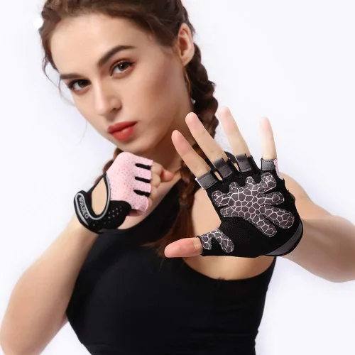 Vista 7 de Guantes de entrenamiento antideslizantes diseñados para hombres y mujeres, guantes de fitness, guantes de gimnasio, guantes de levantamiento