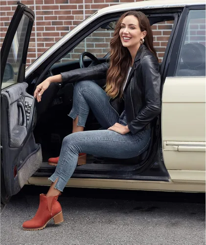 Vista 3 de JABASIC - Botines casuales de ante para mujer con tacón de bloque, botas de meter tipo Chelsea